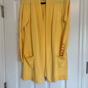 JM Collection Yellow Cardigan with Button Details